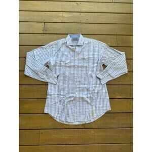 Men's Thomas Dean Blue Plaid Button Down Shirt